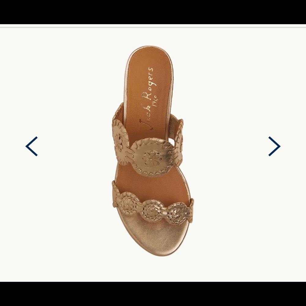 Jack Rodgers Lauren Midwedge Platinum Gold Sandals Sz 6
